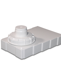 End piece w/flushing cap f/drip trough PVC RM cpl mounted